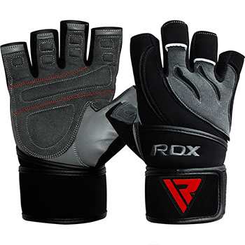 Gym Glove Leather Gray Black